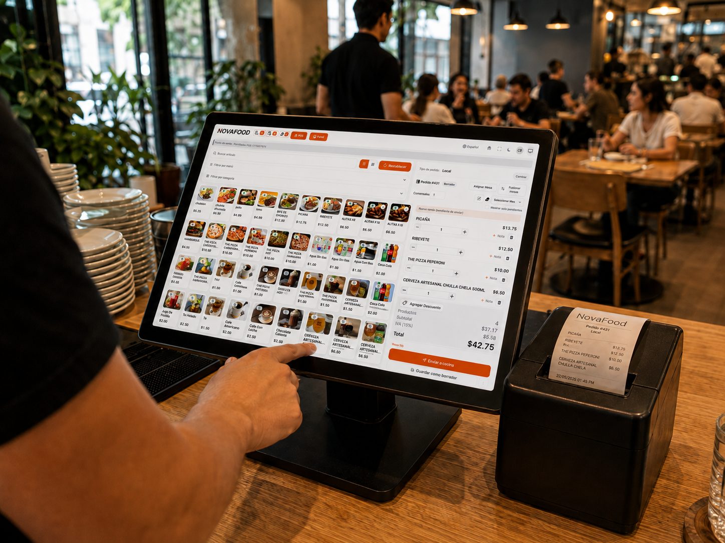 Panel de Novafood con pedidos, mesas y ventas en una sola pantalla